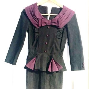 Old Hollywood Glamor. Black and purple with peplum. Never worn.